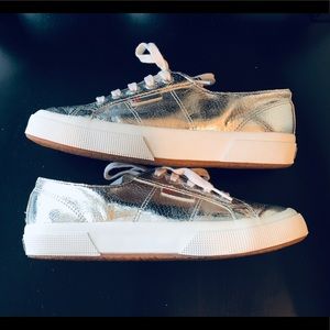 Superga Leather Sneakers in Silver